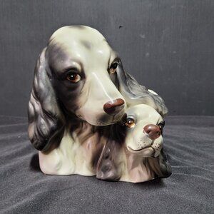 Vintage Napco Ware Dog Planter Figurine Springer Spaniel Mother & Puppy #8953